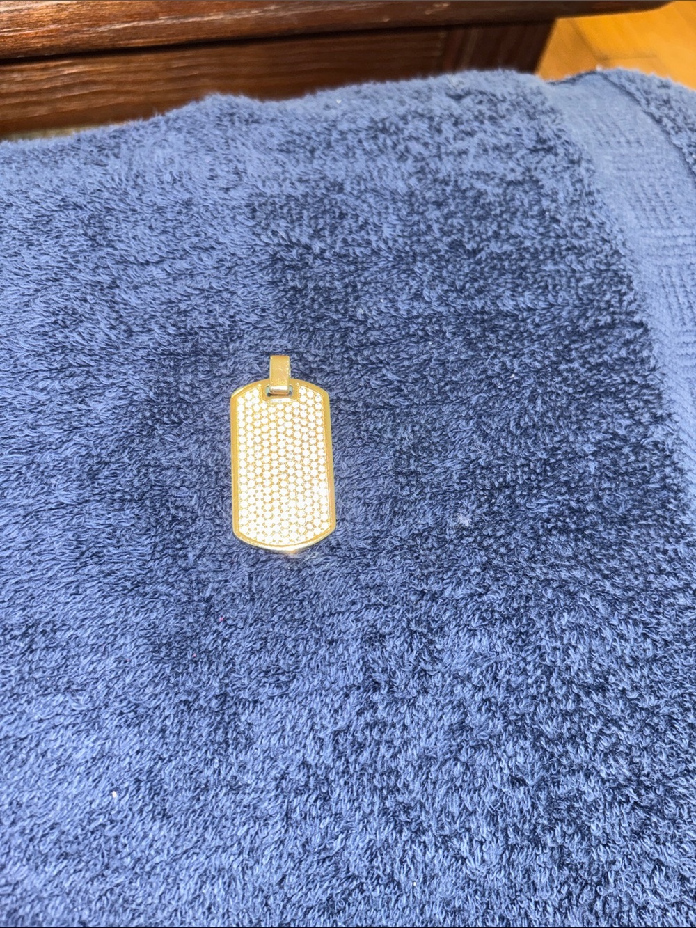 Micheal Kors Gold Pave stones / turquoise Dog Tag Pendant
